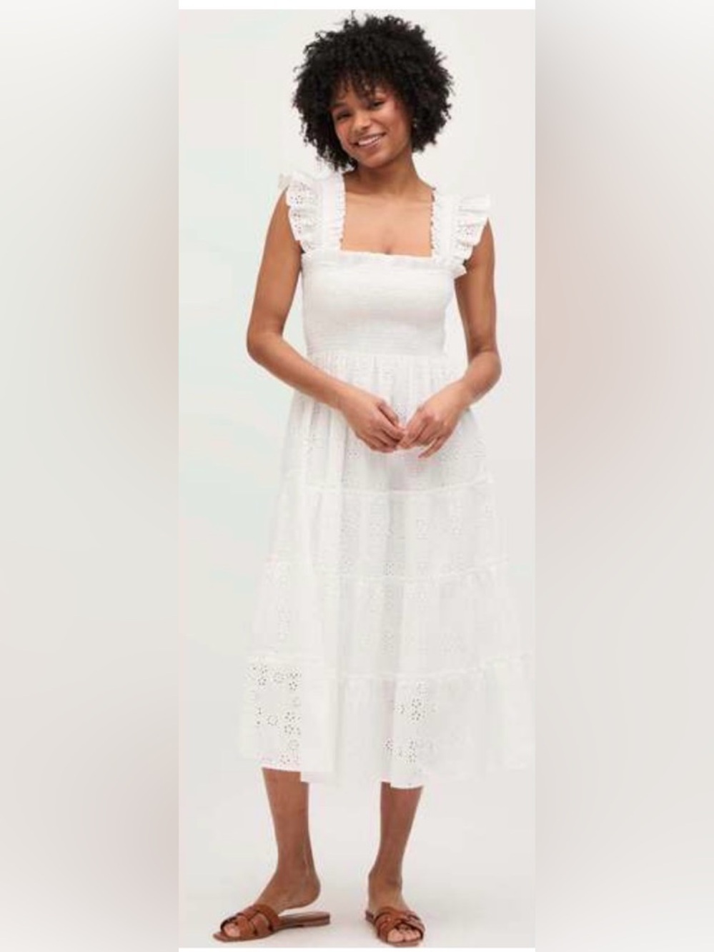 Hill House Ellie Nap dress in white eyelet and swiss dot sz M